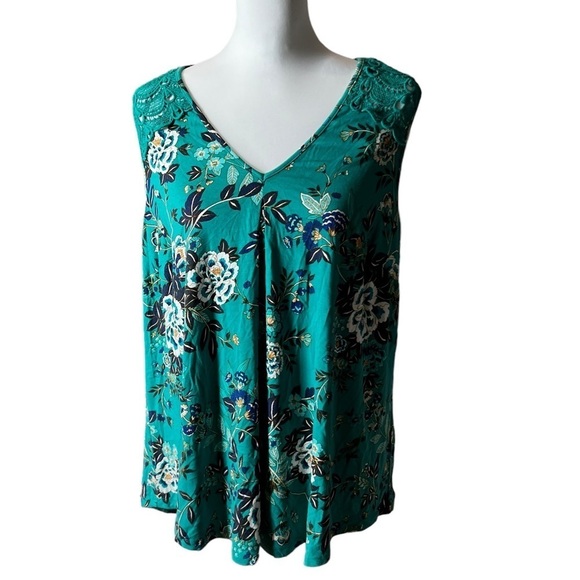 Daniel Rainn Summer Tunic Green Cutout back with Lace SZ 1X - Picture 1 of 7